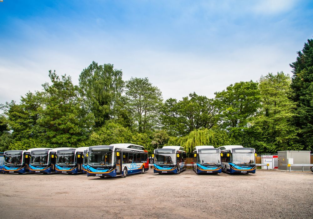 Electric buses at Stagecoach Guildford