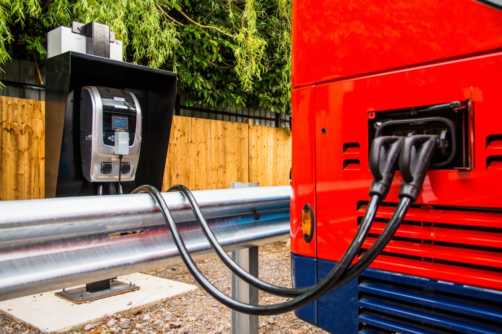 Electric bus charging at Stagecoach Guildford