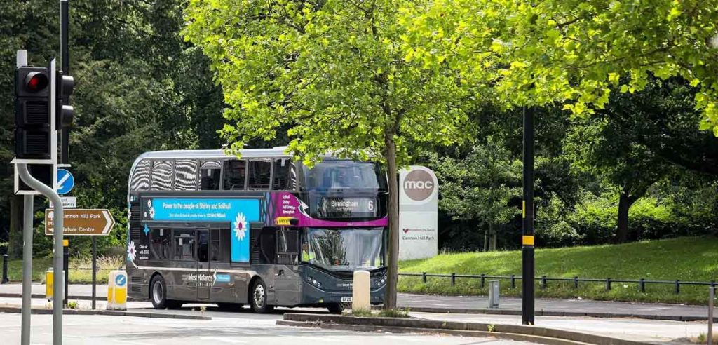 National Express electric bus on the road